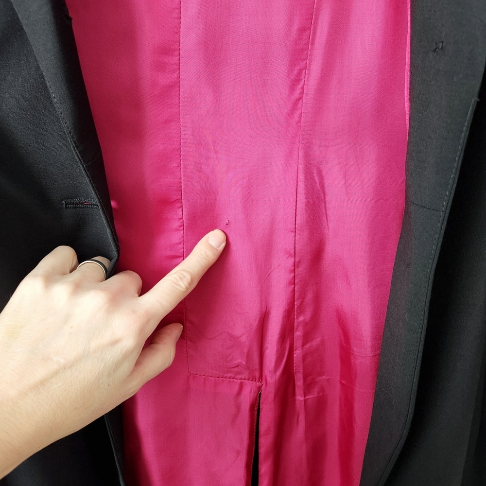 Nicowa Sleek & Lightweight Black Jacket Silky Pink Lining Sexy & Fitted Size 4 - Picture 8 of 16